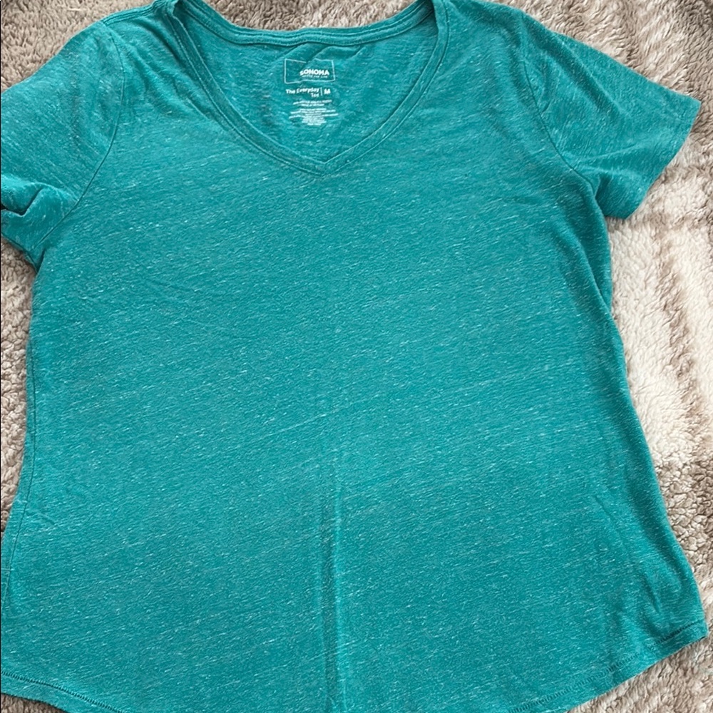Women's Teal V-Neck T-Shirt Size medium
